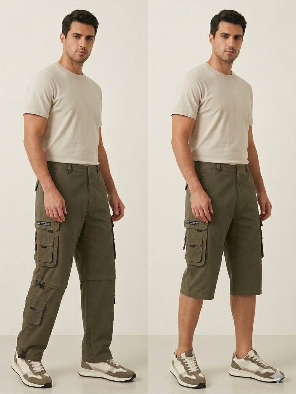 Y2K Vintage 2008 Olive Green Multi-Pocket Convertible Cargo Hiking Pants Size L
